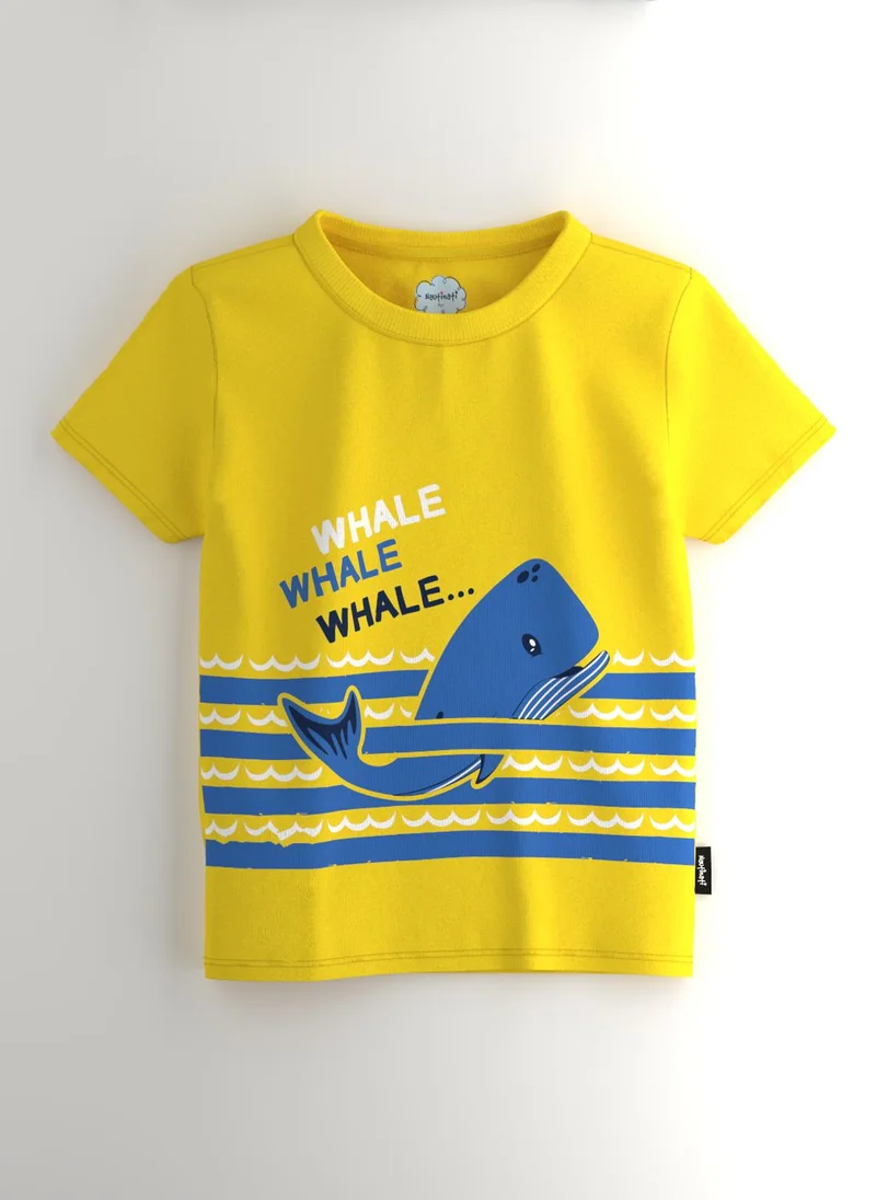Nautinati White Boys' Cotton Whale Printed Pack of 3 T-shirts for Men | Best Price UAE